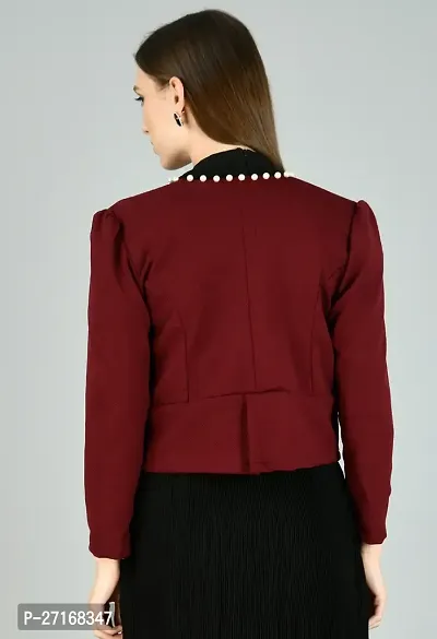 Stylish Maroon Polyester Solid Shrugs For Women-thumb2