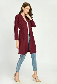 Women Longline Full Sleeve Shawl Collar Straight Shrug-thumb3