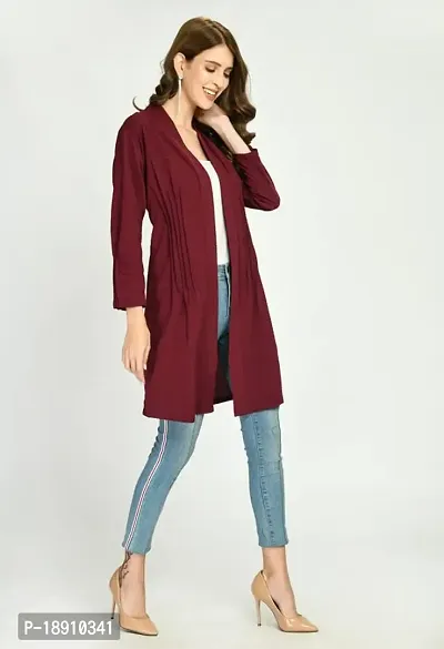 Women Longline Full Sleeve Shawl Collar Straight Shrug-thumb4