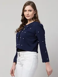 Stylish Blue Polyester Solid Shrugs For Women-thumb2