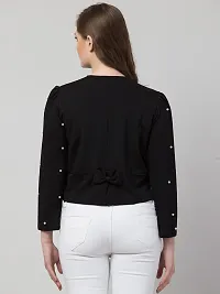 Stylish Black Polyester Solid Shrugs For Women-thumb1
