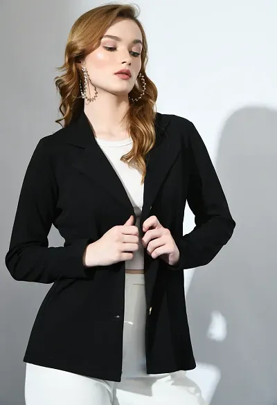 Stylish Black Polyester Solid Shrugs For Women