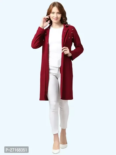 Stylish Maroon Polyester Solid Shrugs For Women