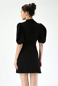 Stylish Black Cotton Blend Solid Dress For Women-thumb1