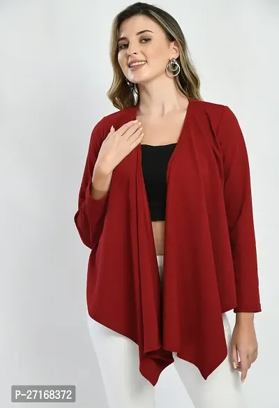 Stylish Maroon Polyester Solid Shrugs For Women-thumb3