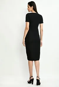 Stylish Black Cotton Blend Solid Dress For Women-thumb3
