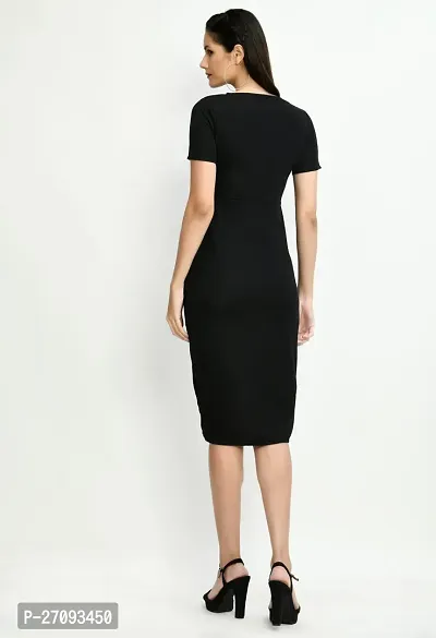 Stylish Black Cotton Blend Solid Dress For Women-thumb4