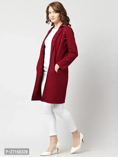 Stylish Maroon Cotton Blend Solid Shrugs For Women-thumb3