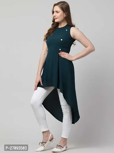 Stylish Navy Blue Cotton Blend Solid Dress For Women-thumb0