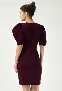 Stylish Maroon Cotton Blend Solid Dress For Women-thumb1