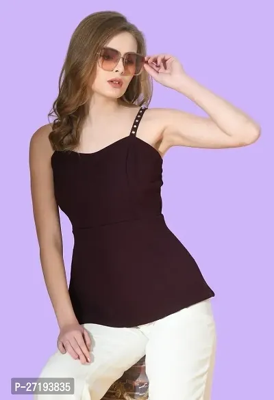 Elegant Maroon Cotton Blend Solid Top For Women