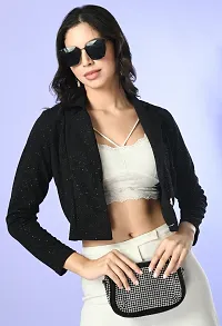 Stylish Black Polyester Solid Shrugs For Women-thumb2