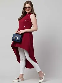 Stylish Red Cotton Blend Solid Dress For Women-thumb2