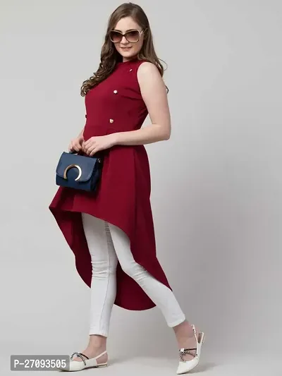 Stylish Red Cotton Blend Solid Dress For Women-thumb3