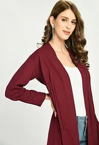 Women Longline Full Sleeve Shawl Collar Straight Shrug-thumb1