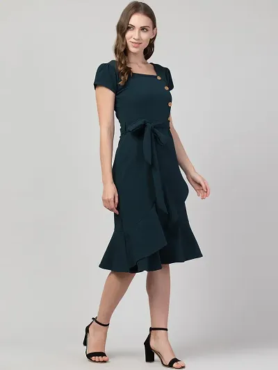 Stylish Blend Solid Dress For Women