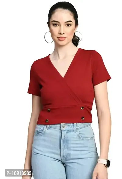 SFOTY Casual Regular Sleeve Solid Women Crop Top