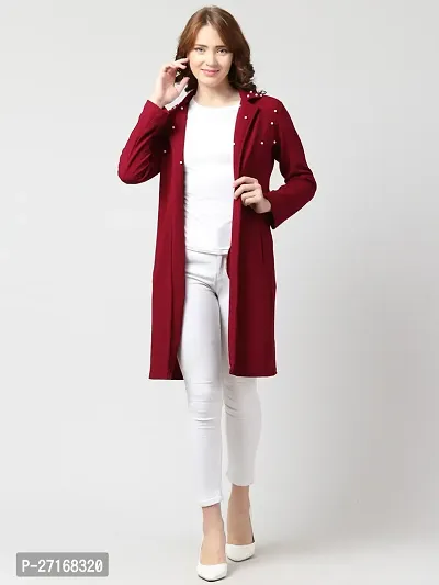 Stylish Maroon Cotton Blend Solid Shrugs For Women