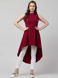 Stylish Red Cotton Blend Solid Dress For Women-thumb3