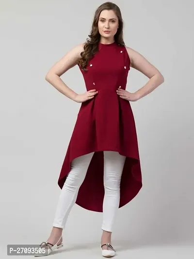 Stylish Red Cotton Blend Solid Dress For Women-thumb4