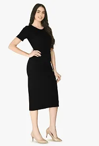 Stylish Black Cotton Blend Solid Dress For Women-thumb3