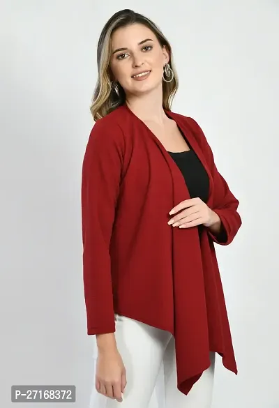 Stylish Maroon Polyester Solid Shrugs For Women-thumb0