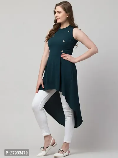 Stylish Blue Cotton Blend Solid Dress For Women