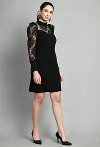 Stylish Black Cotton Blend Solid Dress For Women-thumb4