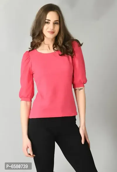 Casual Puff Sleeve Solid Women  Top