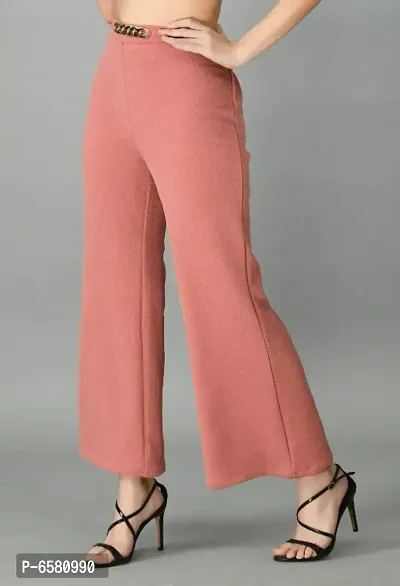 Regular Fit Women Pink Cotton Blend Trousers-thumb0