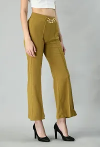 Classic Cotton Blend Solid Trousers for Women-thumb1