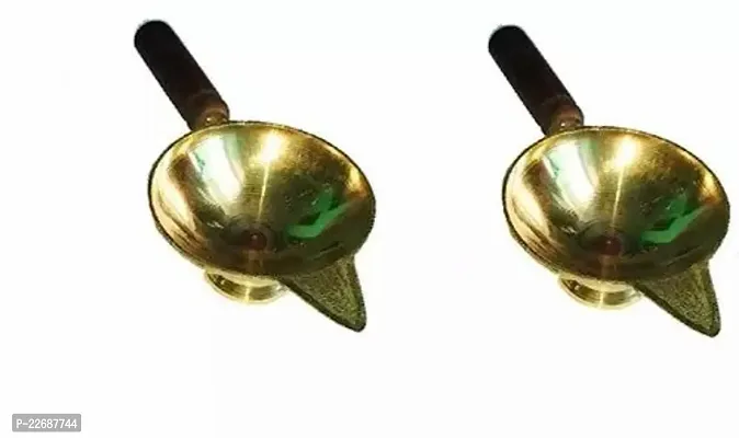 Brass Diya Deepak With Wooden Handle Pack Of 2