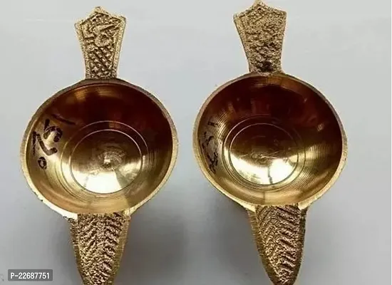 Yellow Brass Laxmi Deepak For Laxmi Pooja Pack Of 2