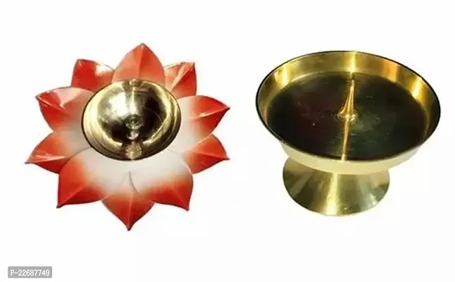 Brass Kamal Jiyot And Dhoopwatti Stand Combo Set Material Brass Pack Of 2