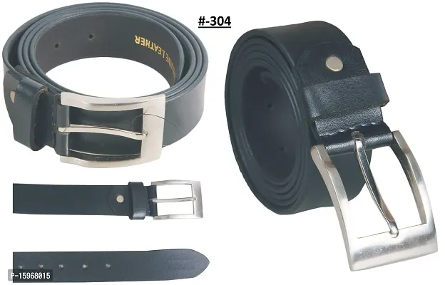 Al Khidmat Men's Leather Belt, Black-thumb3