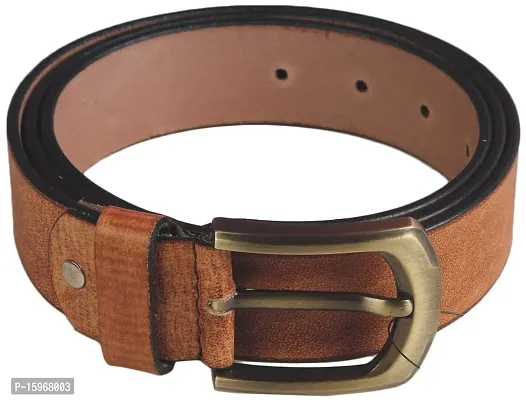 Al Khidmat Mens/Gents/Boys Genuine Original Leather Belt | Formal/Casual | Brown/Black/Tan Colour | 28 to 44 Sizes | 1 Year Warranty-thumb0