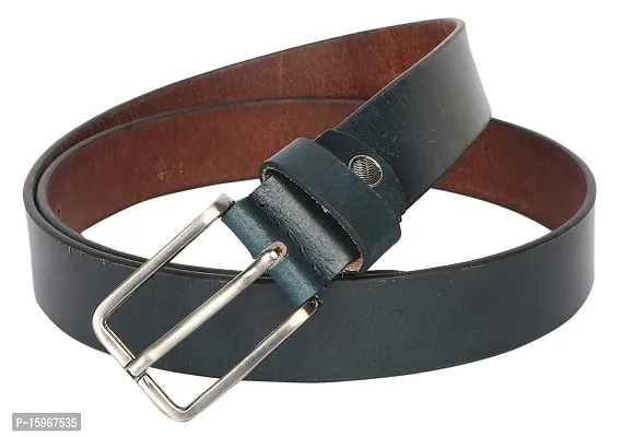 Al Khidmat Men's Leather Belt, Blue-thumb0