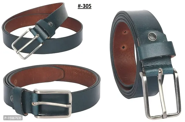 Al Khidmat Men's Leather Belt, Blue-thumb3