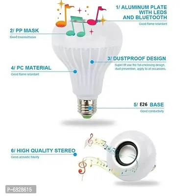 LACT  RGB MUSIC LED BULB WITH 24 KEY REMOTE Round B22 LED Bulb  (Multicolor)-thumb3