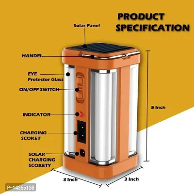 ( 35 N  )   4 SIDE TUBE  EMERGENCY LIGHT  Hi-Bright Lantern with Solar and Rechargeable Electric Emergency Light (Multicolor)