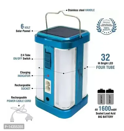 ( 35 N  )  4  SIDE  Hi-Bright Lantern with Solar and Rechargeable Electric Emergency Light 4tb-7(Multicolour)