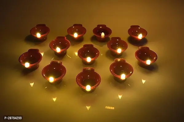 12 Water Sensor Diya No Electricity Needed, Artificial Flameless Candle Panti Best for Decorations for All Occasions Ganapati Navratri Diwali Wedding Party (Pack of 12)-thumb0