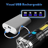 4 LED TORCH Rechargeable Flashlight,Super Bright LED Flashlight Waterproof Handheld Flashlight with 4 Modes for Camping Emergency Hiking (Black)-thumb1