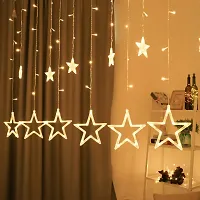 12 Stars 138 Led Curtain String Lights Window Curtain Lights with 8 Flashing Modes Decoration for Christmas, Wedding, Party, Home, Patio Lawn Warm White (138 Led-Star, Copper, Pack of 1)-thumb3