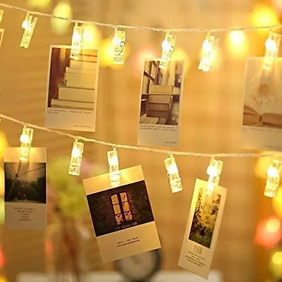 16 LED CLIP  8 Mode Photo Clips String Lights Battery Operated Fairy String Lights with Clips for Hanging Pictures, Cards, Artwork, Warm White