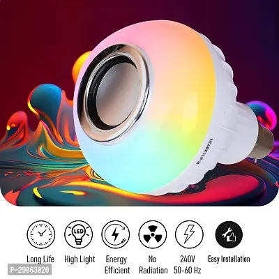 Bluetooth Led Bulb With Speaker | Remote Control Music Bulb | Disco Light Bulb | Home Decoration Bulb | 12W | Electric, Multicolor Pack Of 1, B22D-thumb0