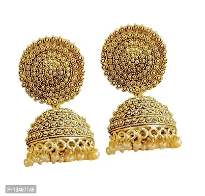 Proplady Ethnic Golden Jhumki Earrings Oxidized German Silver Multicolor Beads Stud Earrings|Antique Afghani Earring Set