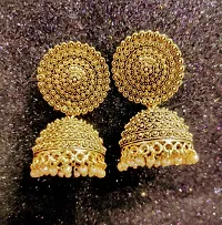 Proplady Ethnic Golden Jhumki Earrings Oxidized German Silver Multicolor Beads Stud Earrings|Antique Afghani Earring Set-thumb2