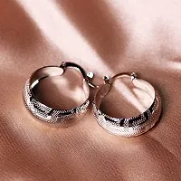 Proplady Stylish Cutwork Embellished Tunnel Hoops Earrings, Silver Hoop Earrings| Latest Statement Earrings-thumb2