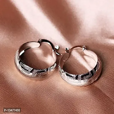 Proplady Stylish Cutwork Embellished Tunnel Hoops Earrings, Silver Hoop Earrings| Latest Statement Earrings-thumb3